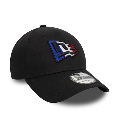 This is a New Era French Country Flag Infill Black 9FORTY Adjustable Cap 6