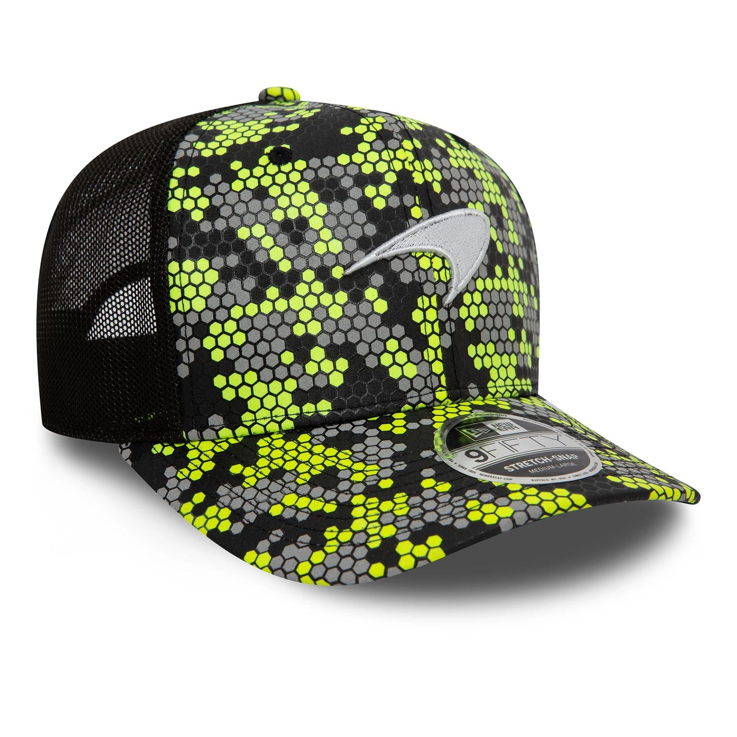 This is a McLaren Racing Singapore Race Special Black And Green 9FIFTY Stretch Snap Cap 3