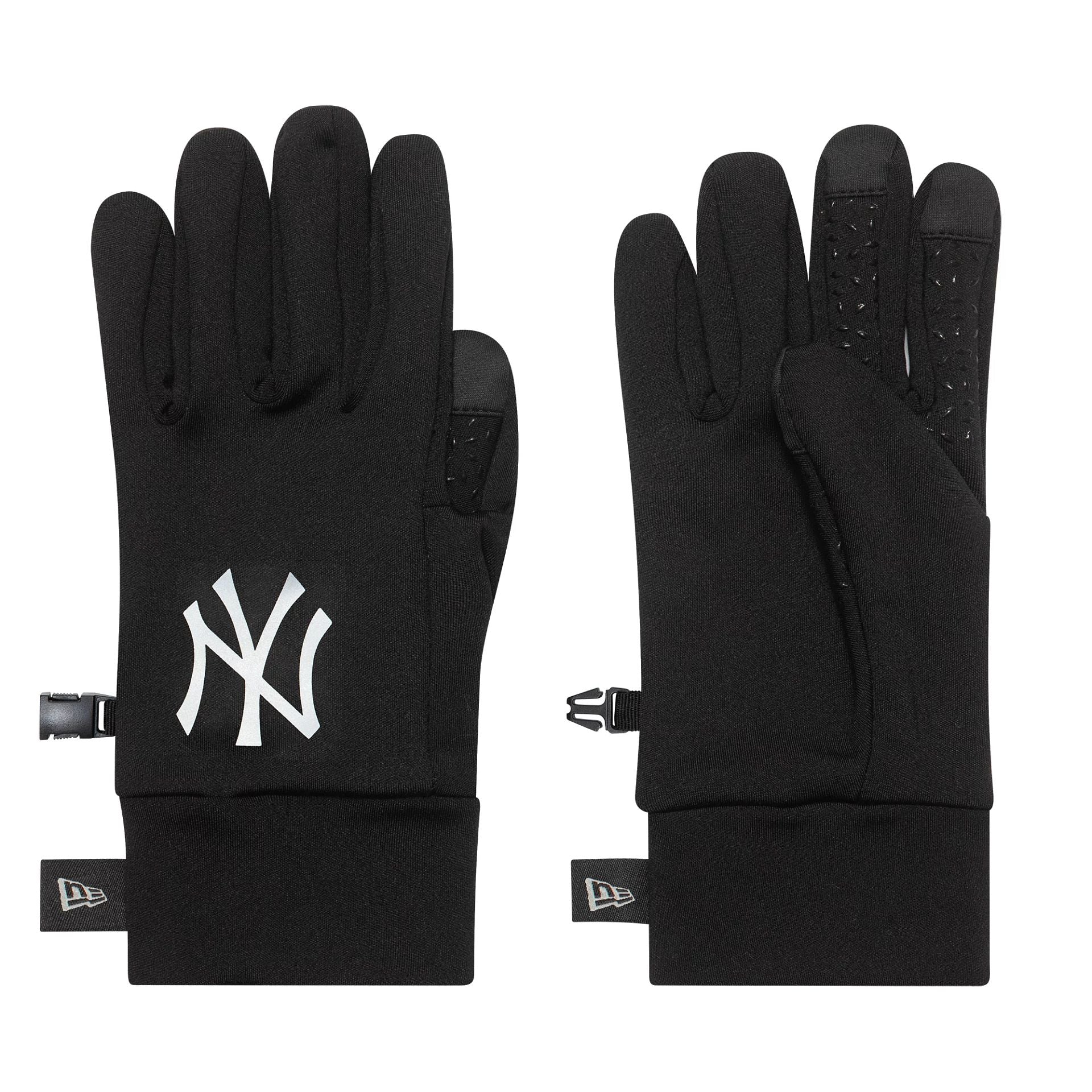 This is a New York Yankees MLB Print Black Etouch Gloves 1