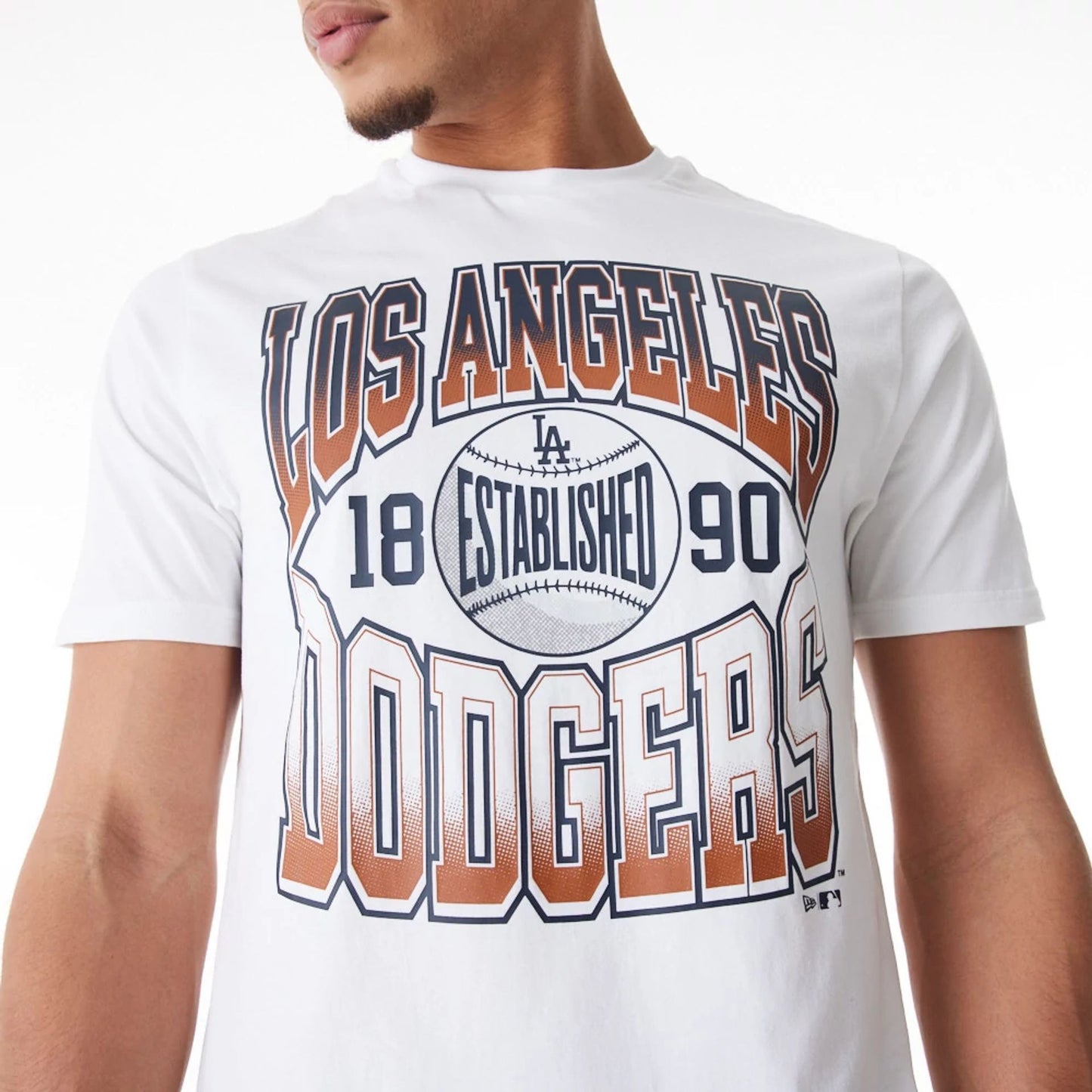 The Male model is wearing LA Dodgers MLB Gradient Graphic White T-Shirt  5