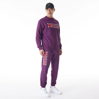 The Male model is wearing Chicago Bulls NBA Graphic Dark Purple Crew Neck Sweater  5