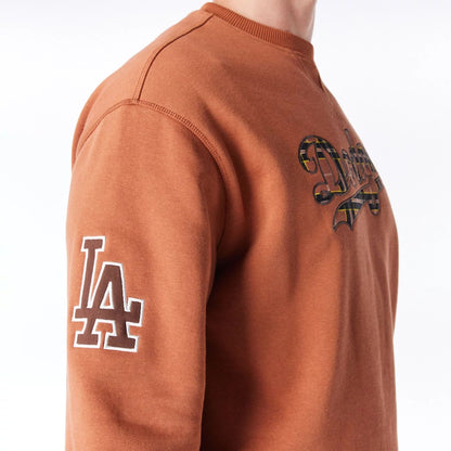 The Male model is wearing LA Dodgers MLB Tartan Infill Brown Crew Neck Sweater  6