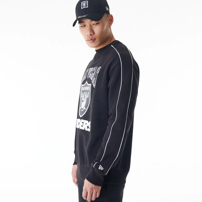 The Male model is wearing Las Vegas Raiders NFL Graphic Black Crew Neck Sweater  7