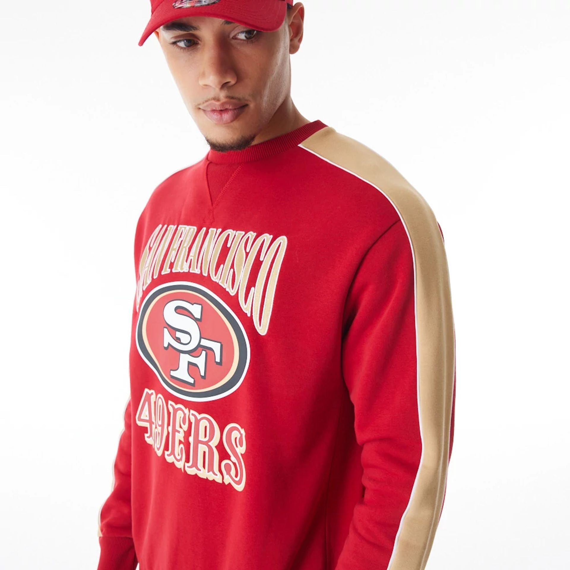 The Male model is wearing San Francisco 49Ers NFL Graphic Red Crew Neck Sweater  6