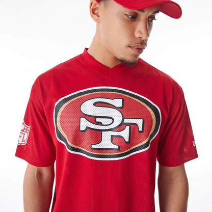 The Male model is wearing San Francisco 49ers NFL Mesh Red Jersey  3