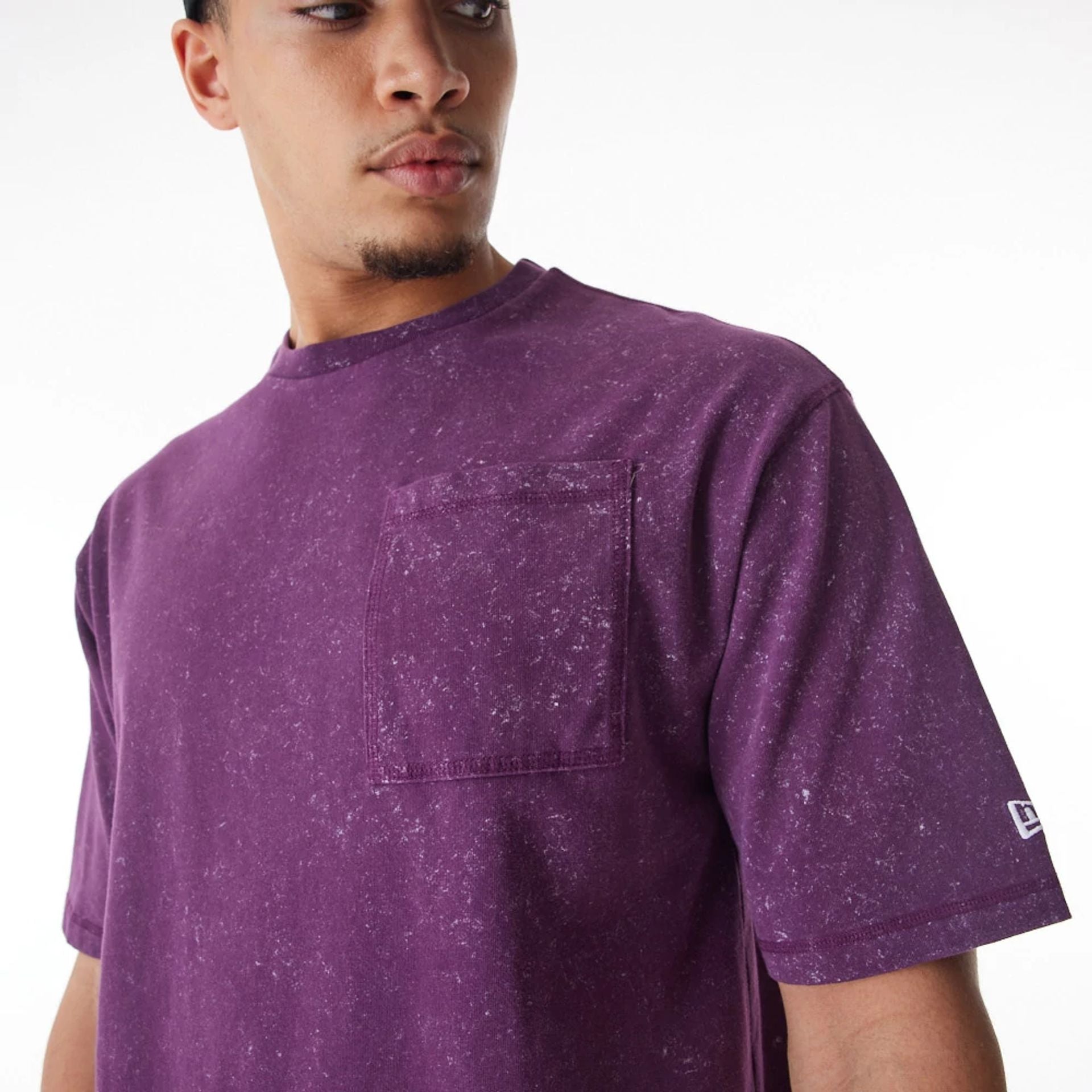 The Male model is wearing  New Era Wash Dark Purple Oversized T-Shirt  2