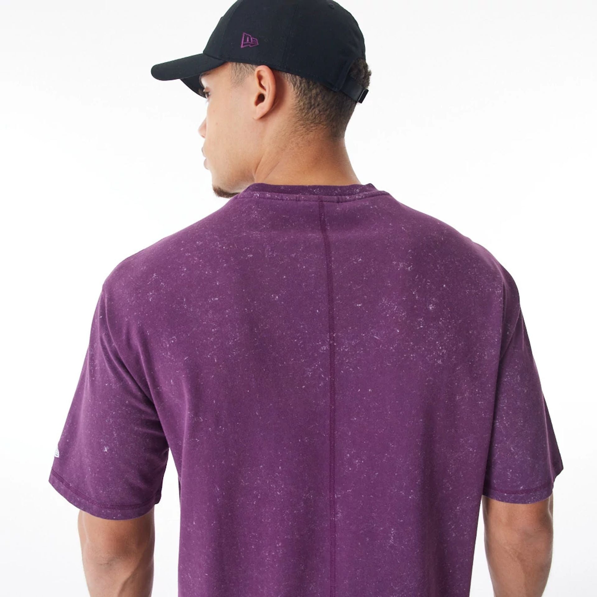 The Male model is wearing  New Era Wash Dark Purple Oversized T-Shirt  4