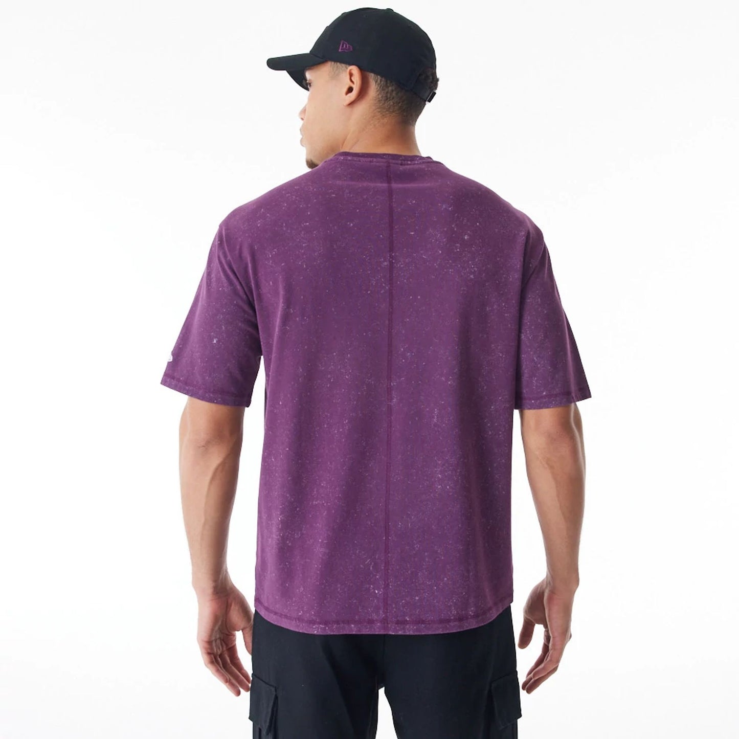 The Male model is wearing  New Era Wash Dark Purple Oversized T-Shirt  5