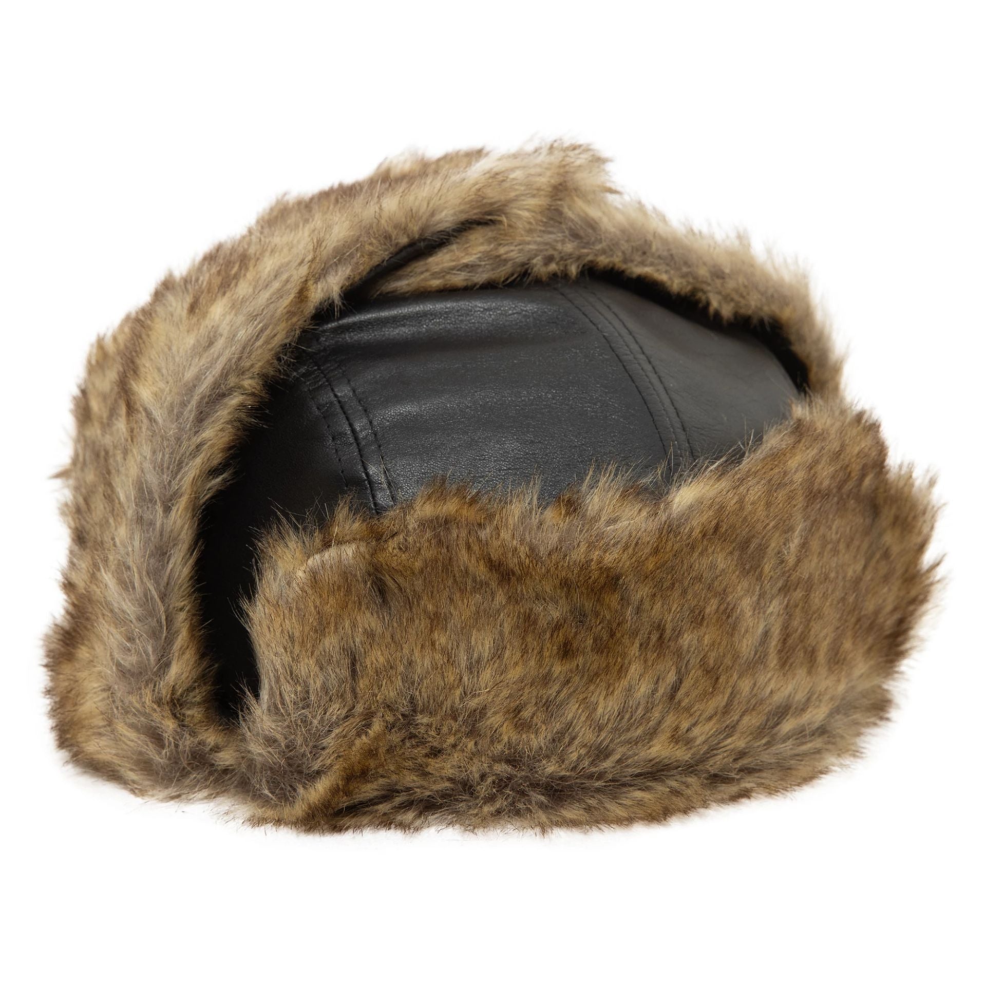 This is a New Era Image Leather Black Trapper Hat 5