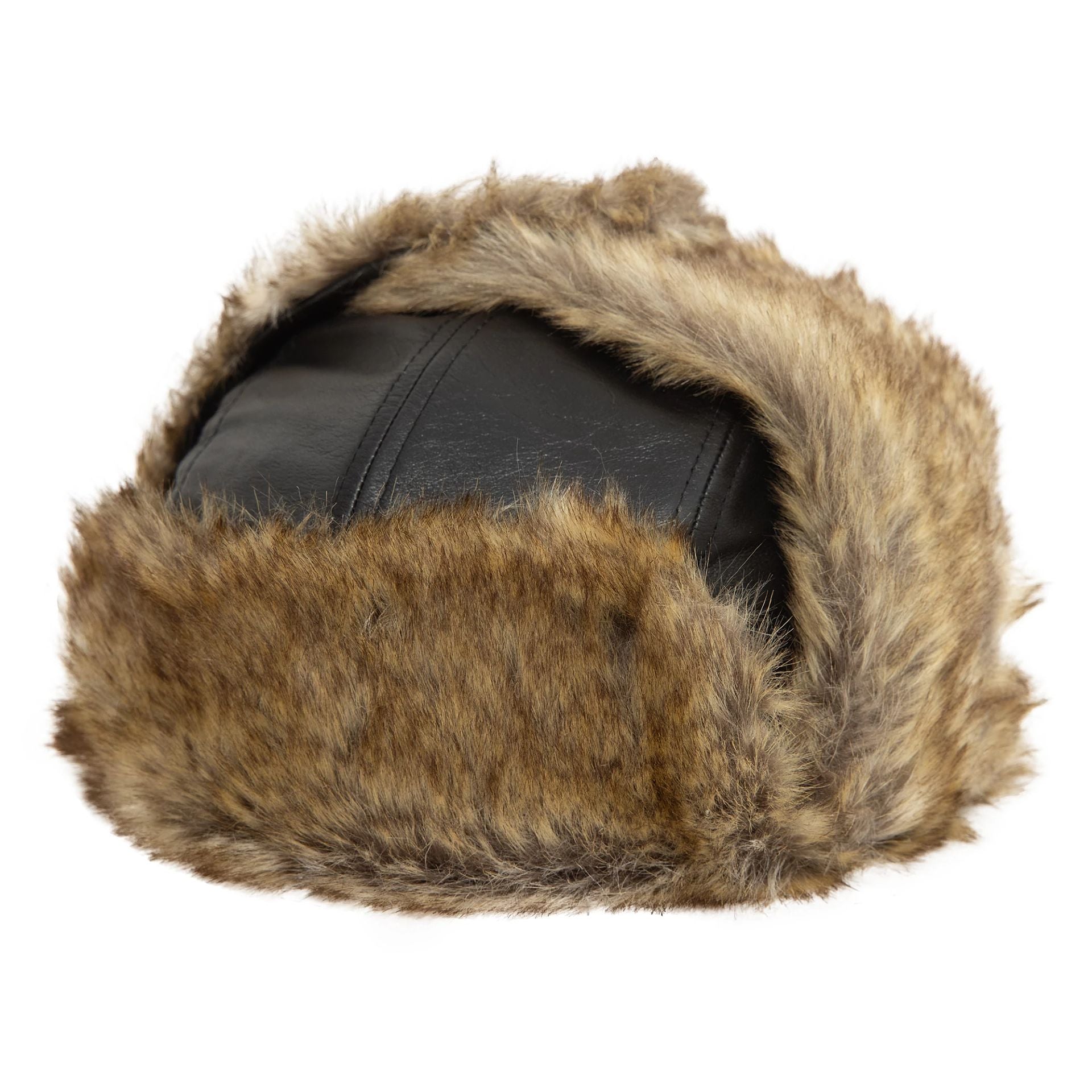 This is a New Era Image Leather Black Trapper Hat 1