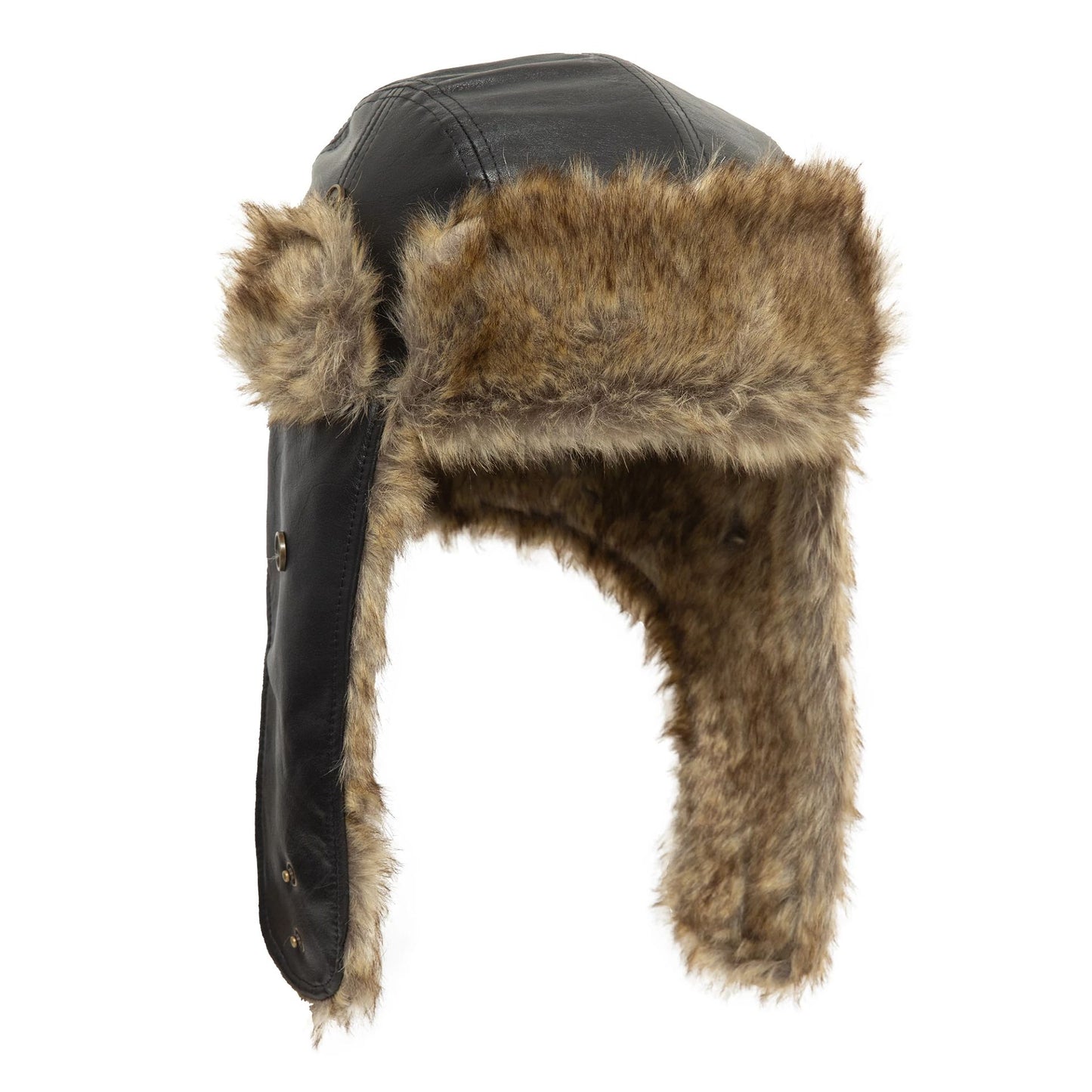 This is a New Era Image Leather Black Trapper Hat 6