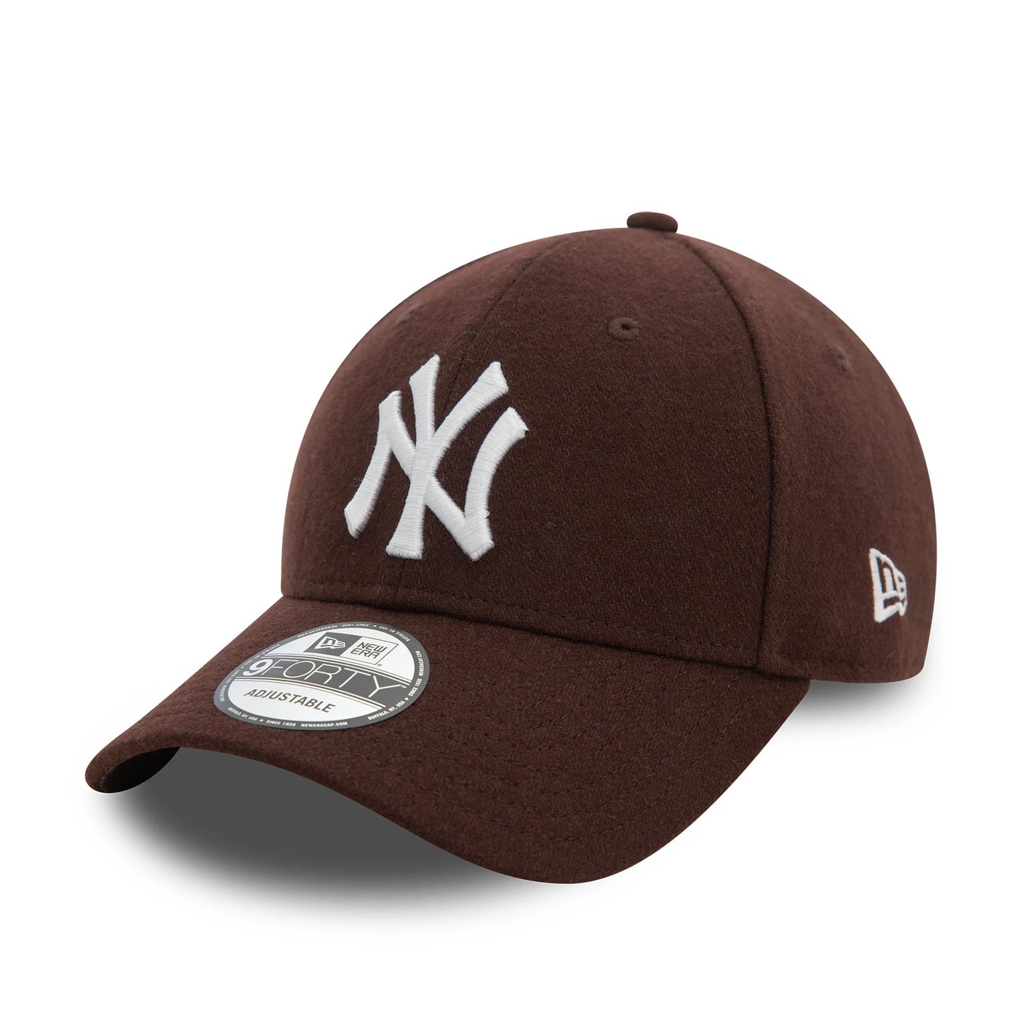 This is a New York Yankees Melton Wool Dark Brown 9FORTY Adjustable Cap 1