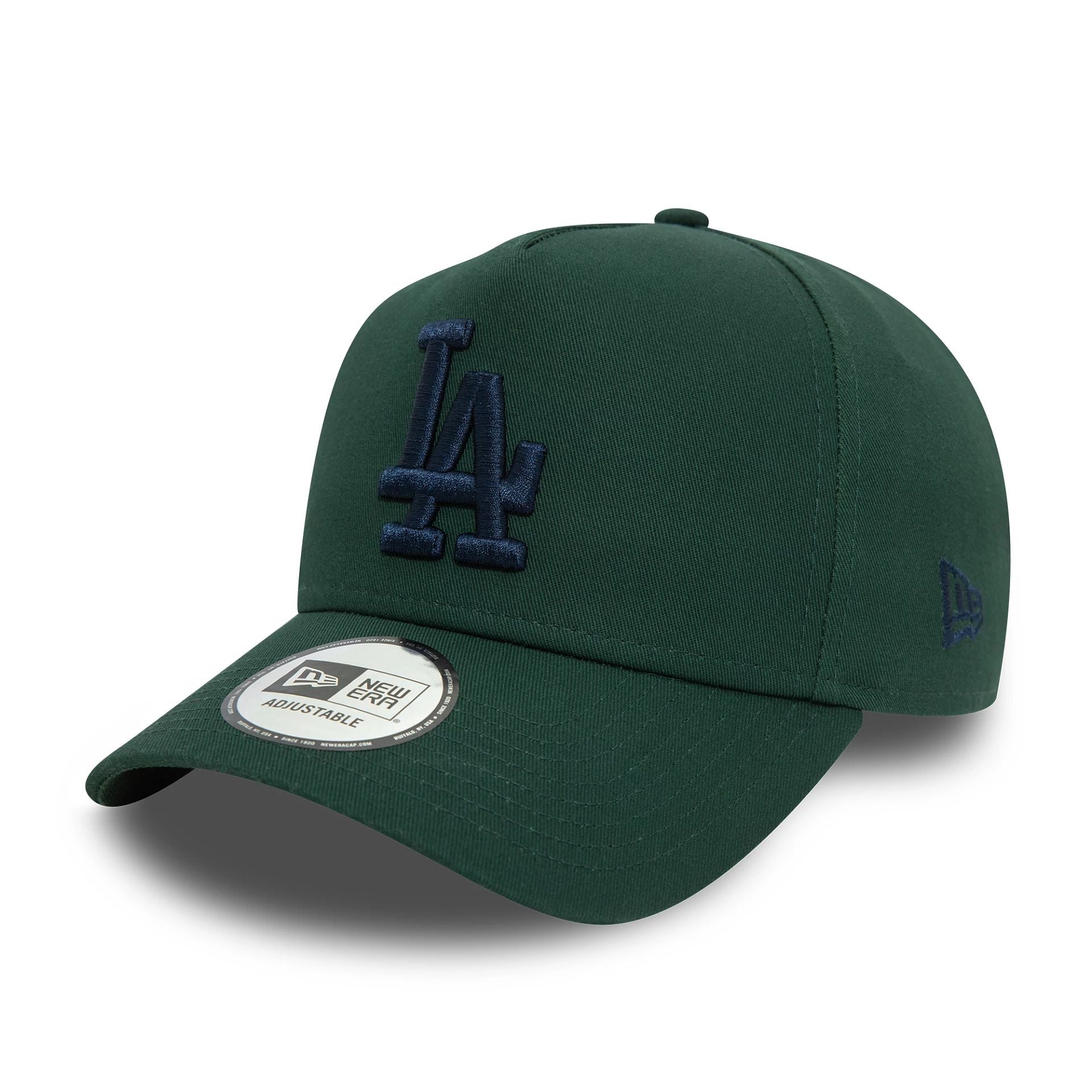 This is a LA Dodgers League Essential Dark Green 9FORTY E-Frame Trucker Cap 1