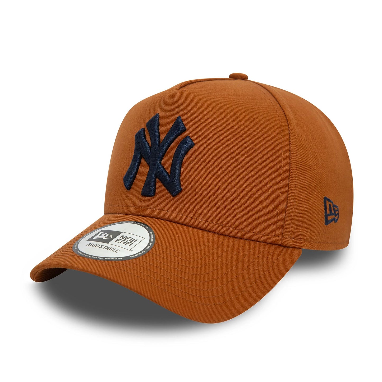 This is a New York Yankees League Essential Brown 9FORTY E-Frame Trucker Cap 1