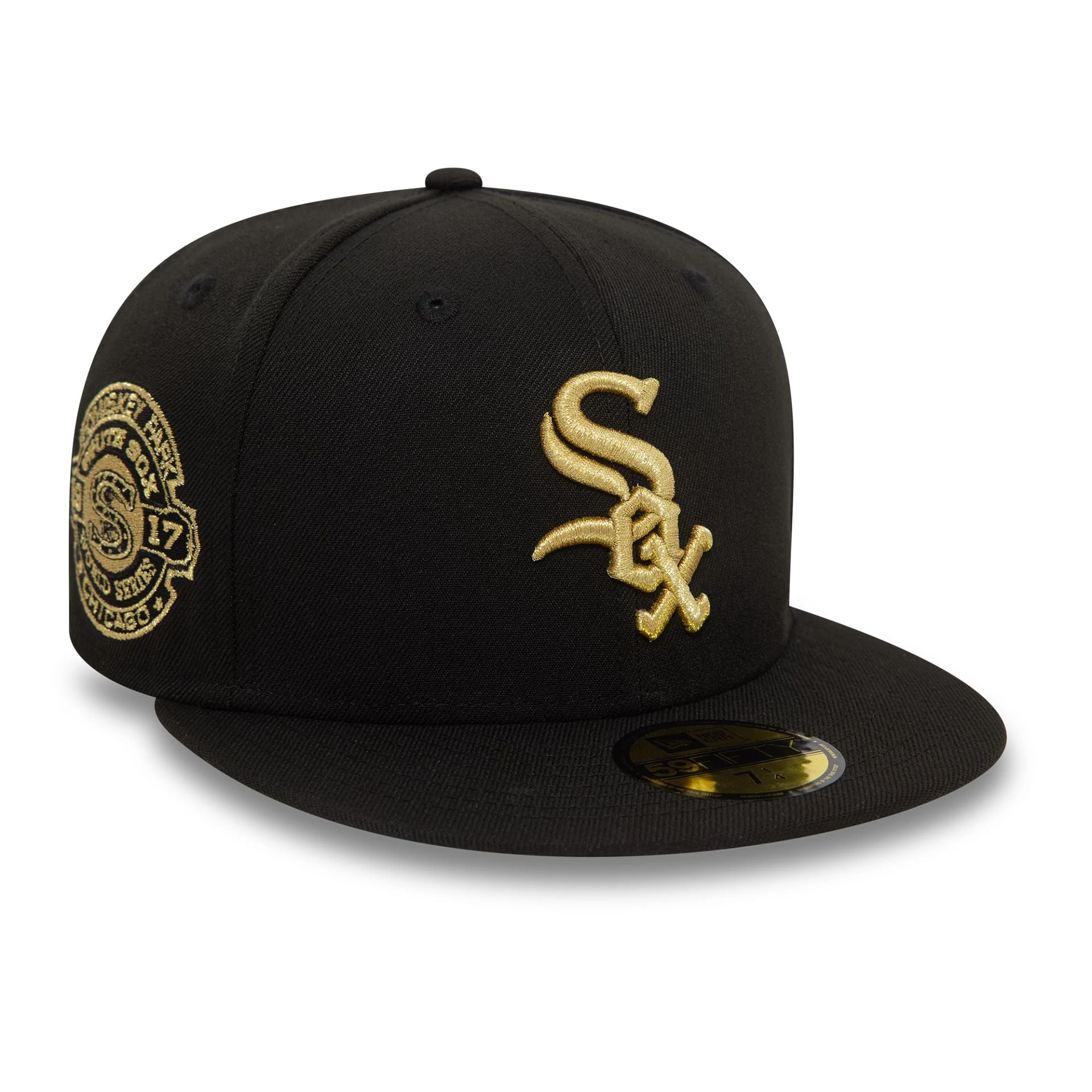 This is a Chicago White Sox Cooperstown Metallic Black 59FIFTY Fitted Cap 1