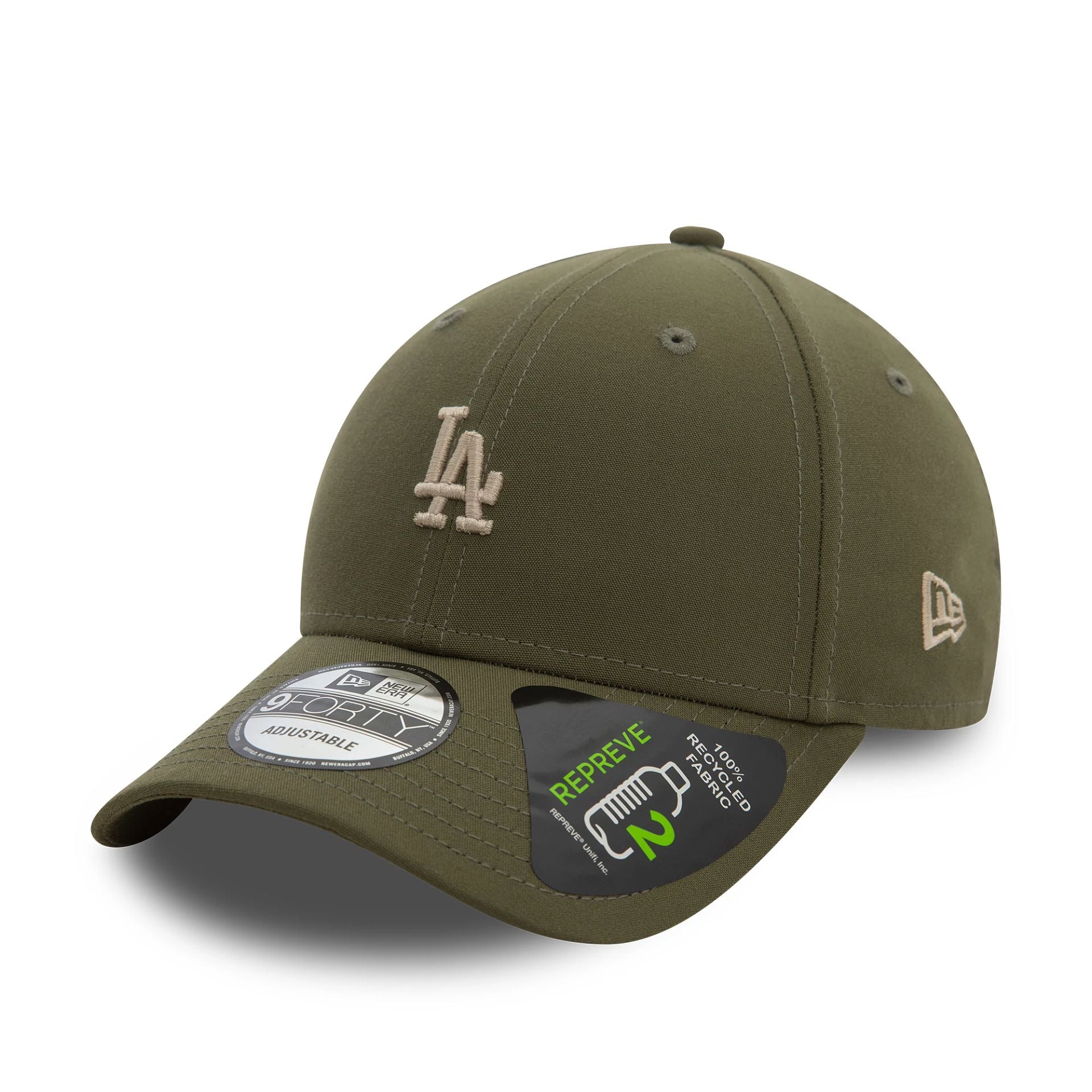 This is a LA Dodgers Repreve® Mini Logo Green 9FORTY Adjustable Cap 1