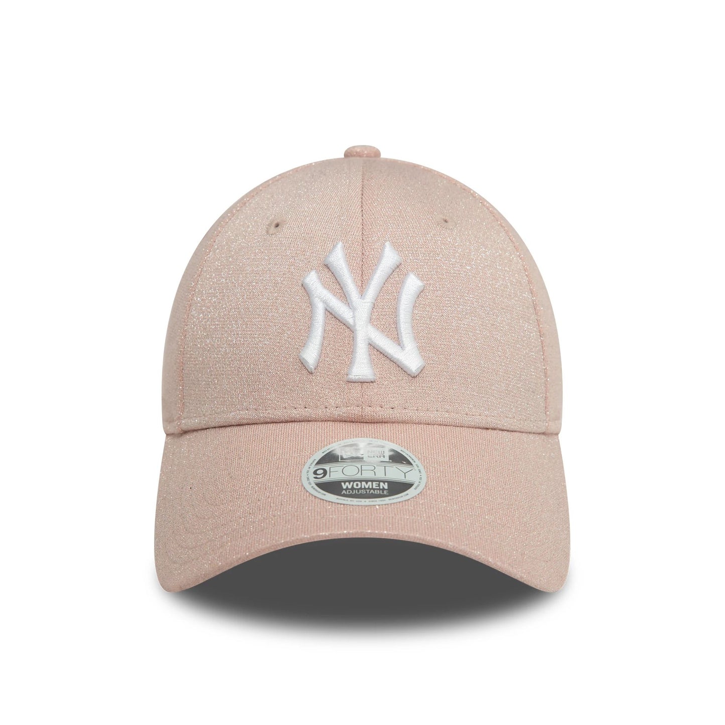 This is a New York Yankees Womens Glitter Pastel Pink 9FORTY Adjustable Cap 2