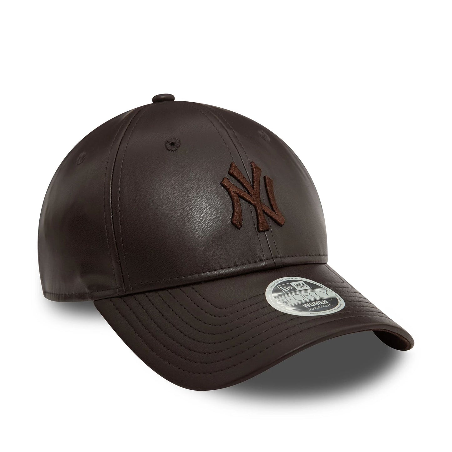 This is a New York Yankees Womens Midi PU Dark Brown 9FORTY Adjustable Cap 3