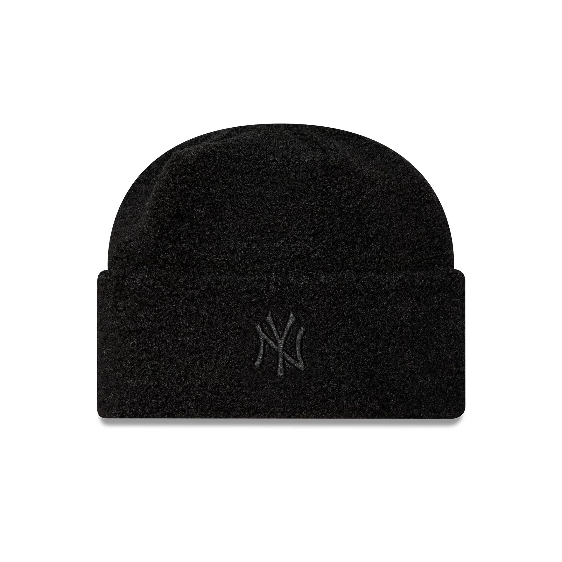 This is a New York Yankees Womens Borg Black Cuff Knit Beanie Hat 1