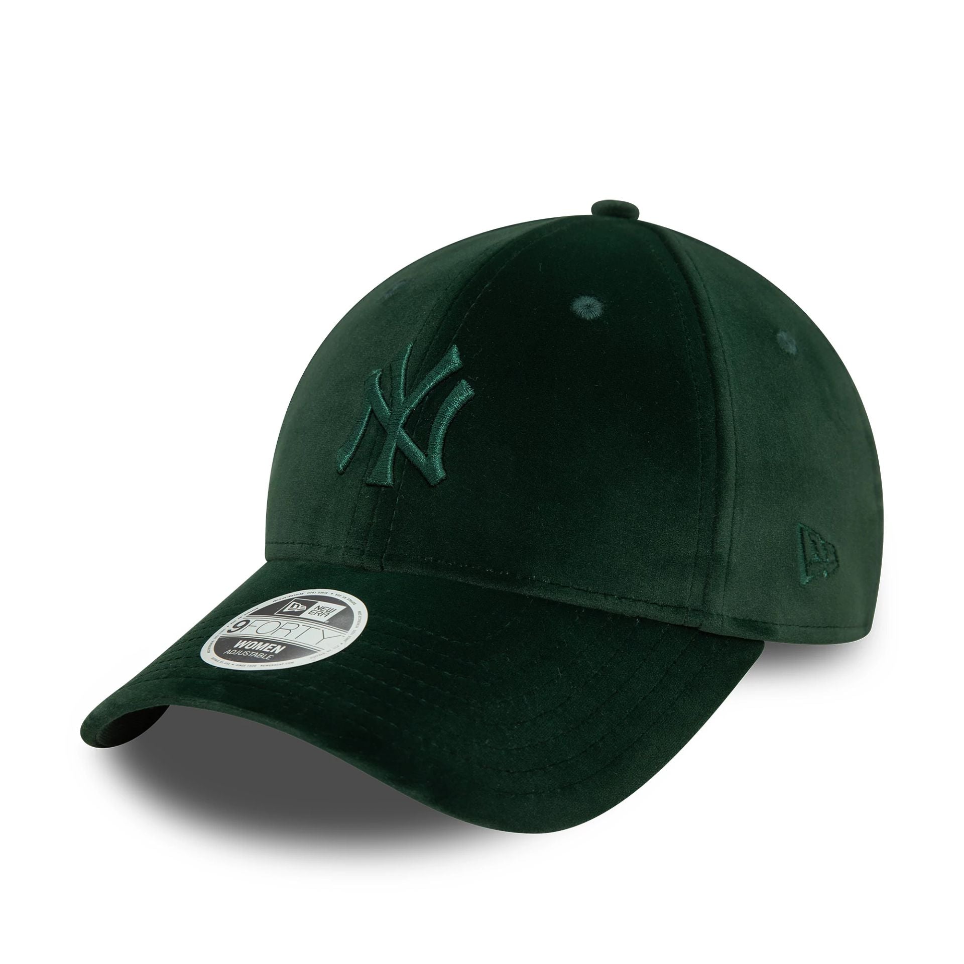 This is a New York Yankees Womens Velour Midi Dark Green 9FORTY Adjustable Cap 1