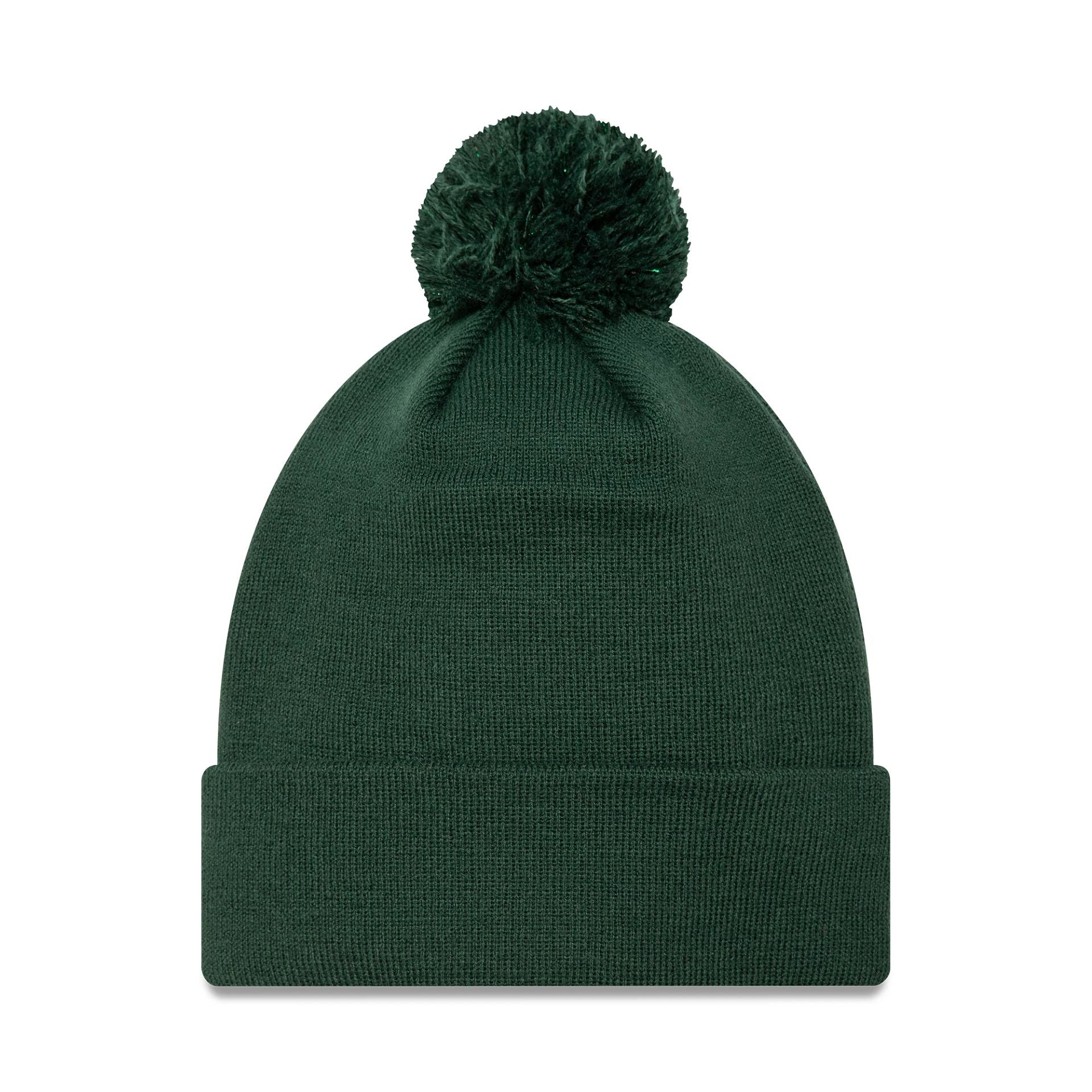 This is a LA Dodgers Womens Metallic Dark Green Bobble Knit Beanie Hat 2