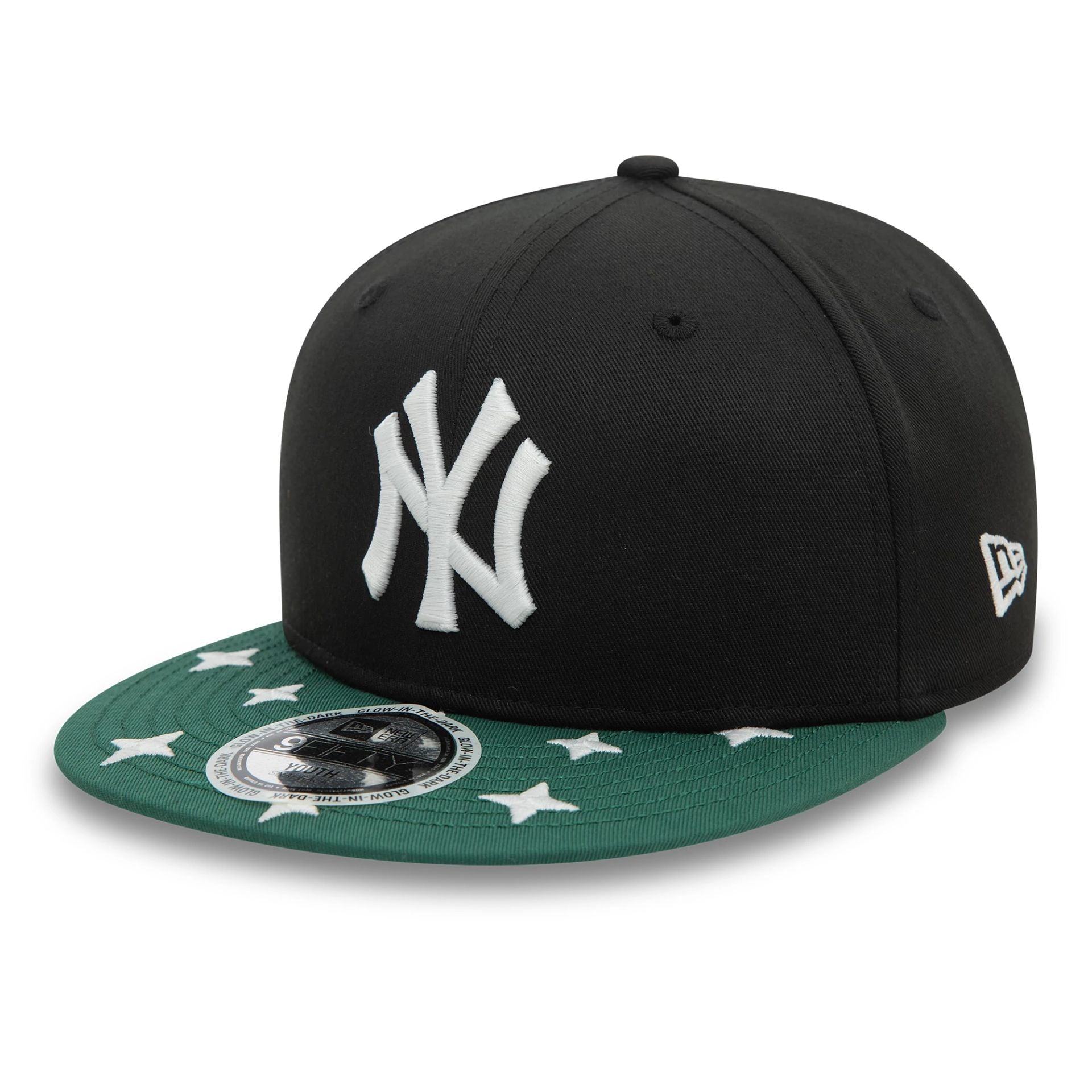 This is a New York Yankees Youth Glow In The Dark Black 9FIFTY Snapback Cap 1