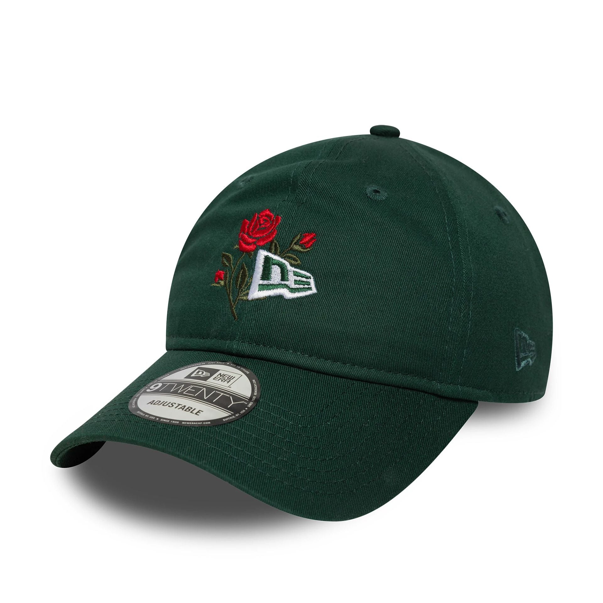 This is a  New Era Rose Icon Dark Green 9TWENTY Adjustable Cap 1