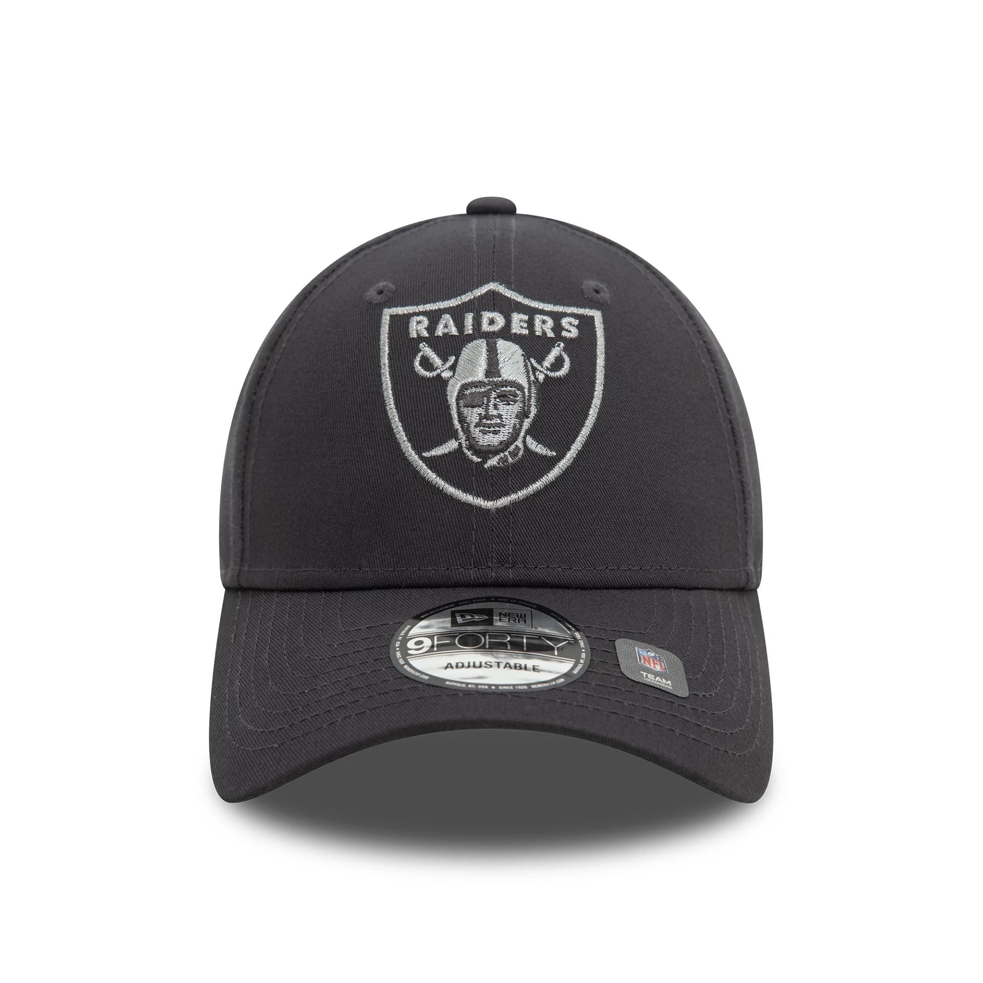 This is a Las Vegas Raiders Metallic Outline Dark Grey 9FORTY Adjustable Cap 3