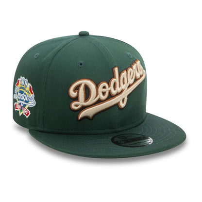 This is a LA Dodgers Wordmark Patch Dark Green 9FIFTY Snapback Cap 1