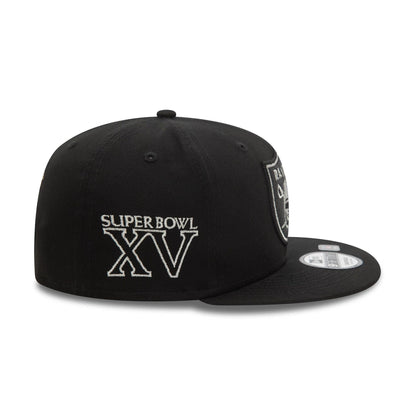 This is a Las Vegas Raiders Metallic Outline Black 9FIFTY Snapback Cap 5