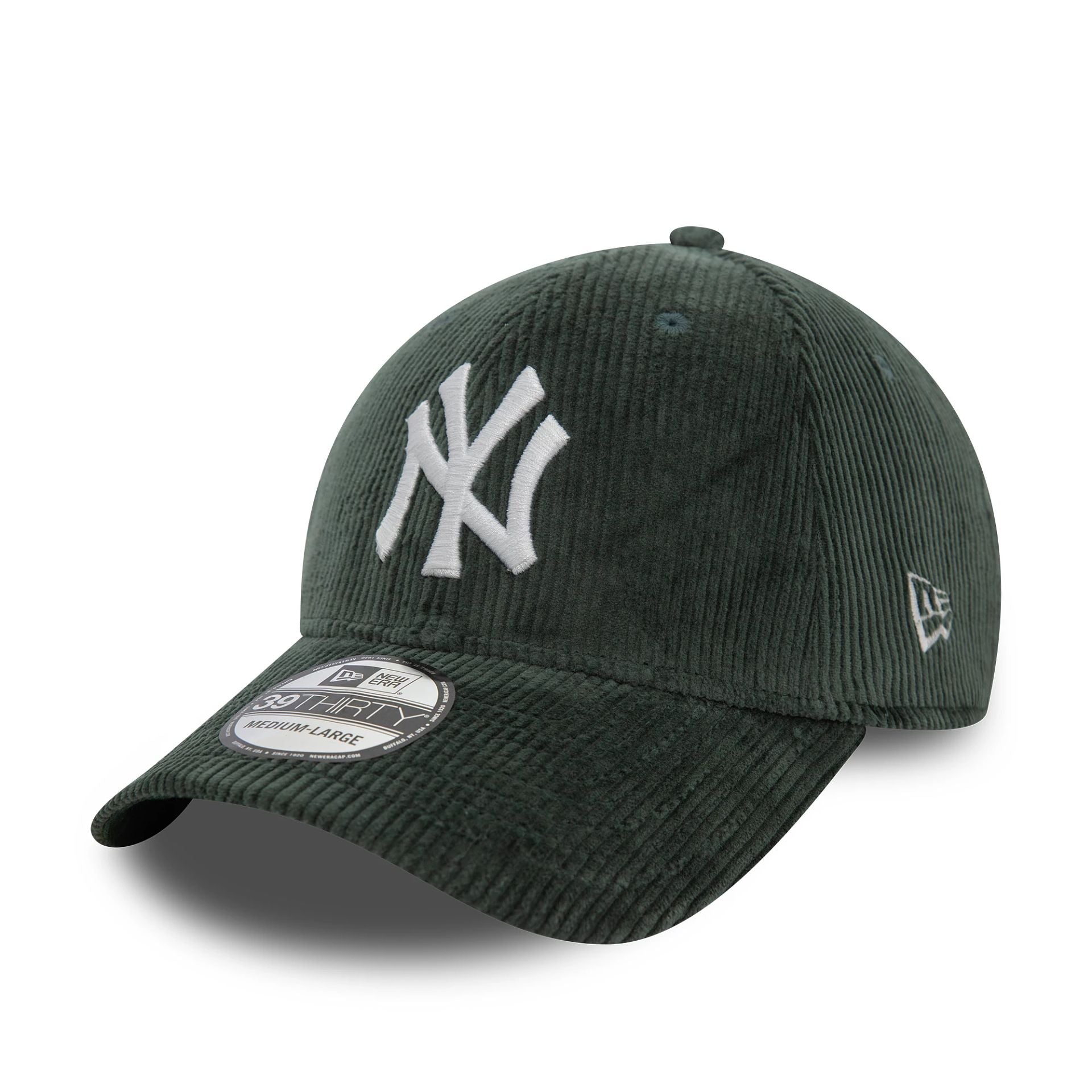 This is a New York Yankees Cord Dark Green 39THIRTY Stretch Fit Cap 1