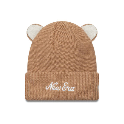 This is a  Child New Era Teddy Bear Ears Beige Cuff Knit Beanie Hat 1