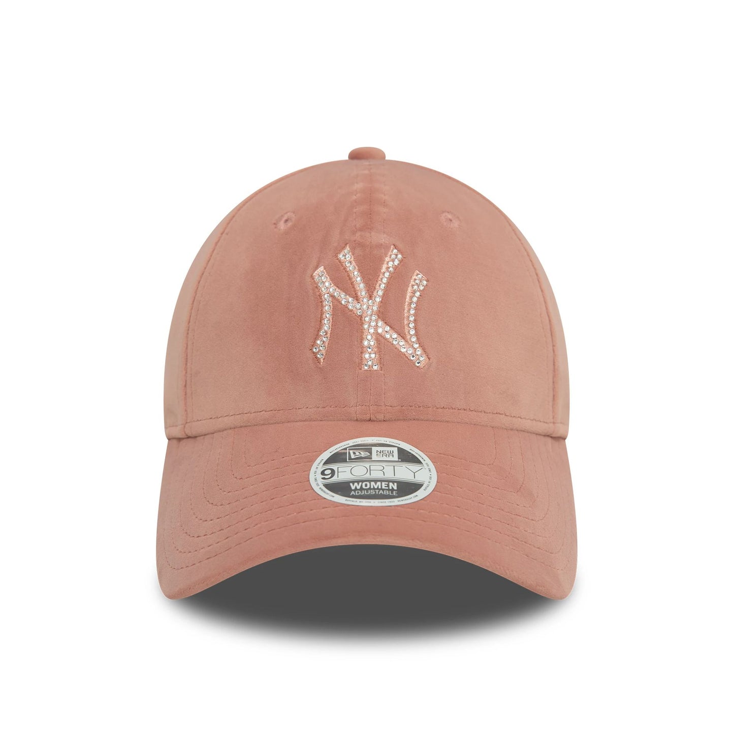 This is a New York Yankees Womens Velour Diamante Pastel Pink 9FORTY Adjustable Cap 2