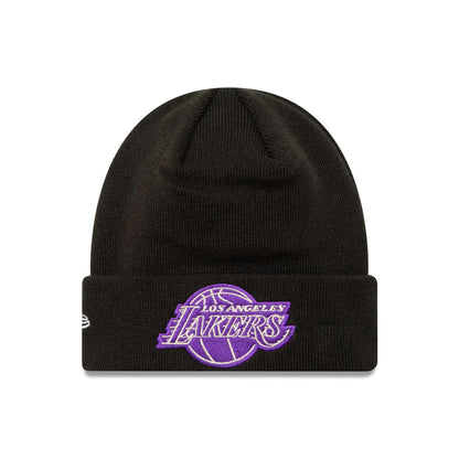 This is a LA Lakers NBA Metallic Black Cuff Knit Beanie Hat 2