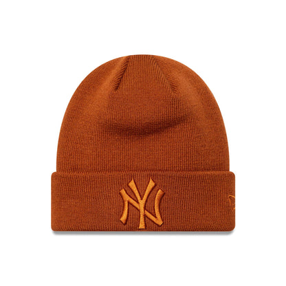 This is a New York Yankees Youth League Essential Brown Cuff Knit Beanie Hat 1