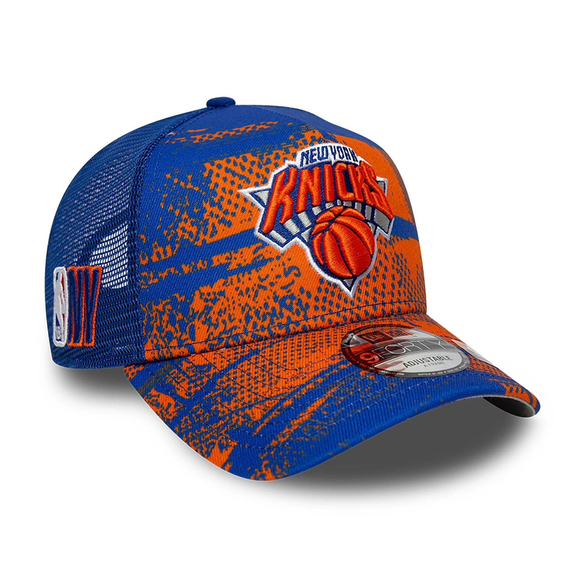 This is a New York Knicks NBA Tip Off Orange 9FORTY A-Frame Adjustable Cap 1