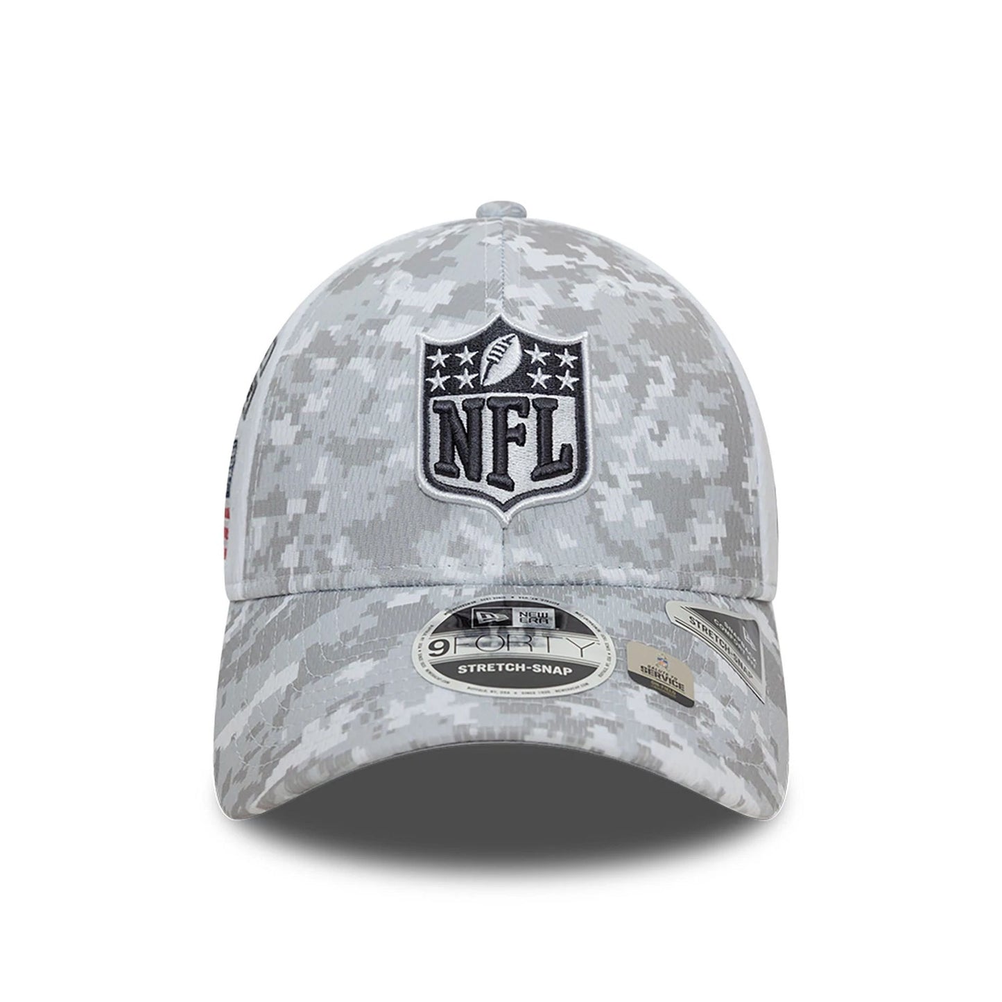 This is a NFL Official Logo NFL Salute To Service 2024 White 9FORTY Stretch Snap Adjustable Cap 3