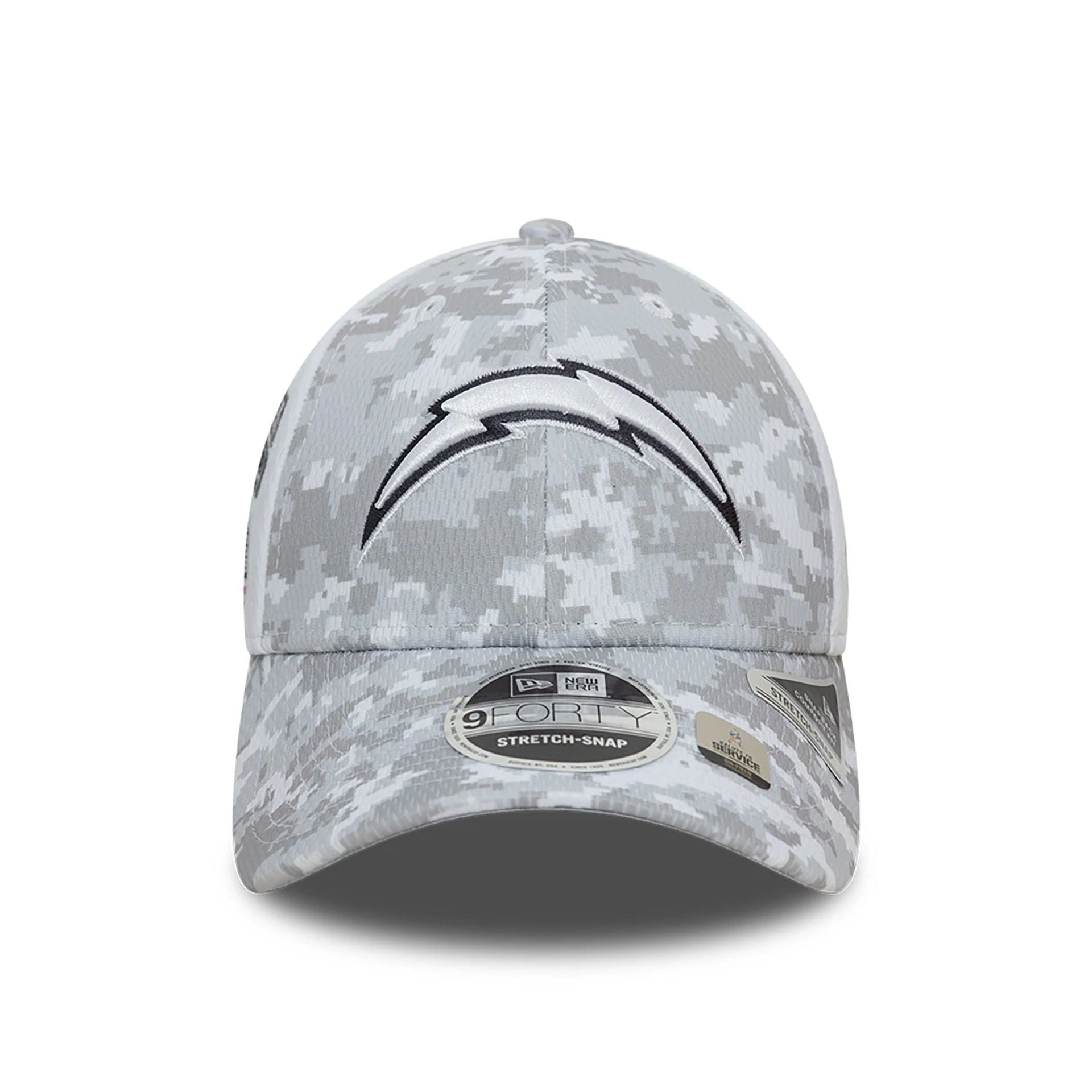 This is a LA Chargers NFL Salute To Service 2024 White 9FORTY Stretch Snap Adjustable Cap 3