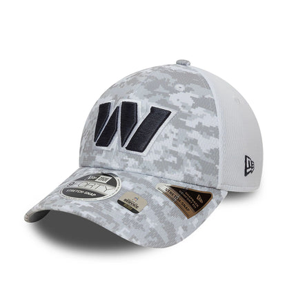 This is a Washington Commanders NFL Salute To Service 2024 White 9FORTY Stretch Snap Adjustable Cap 4