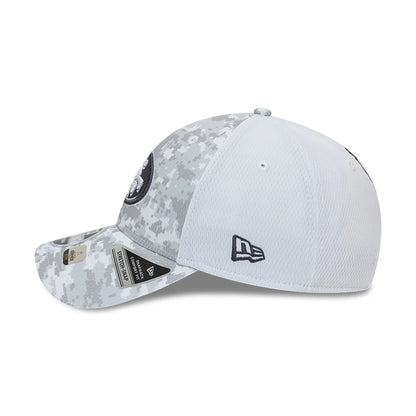 This is a San Francisco 49ers NFL Salute To Service 2024 White 9FORTY Stretch Snap Adjustable Cap 6