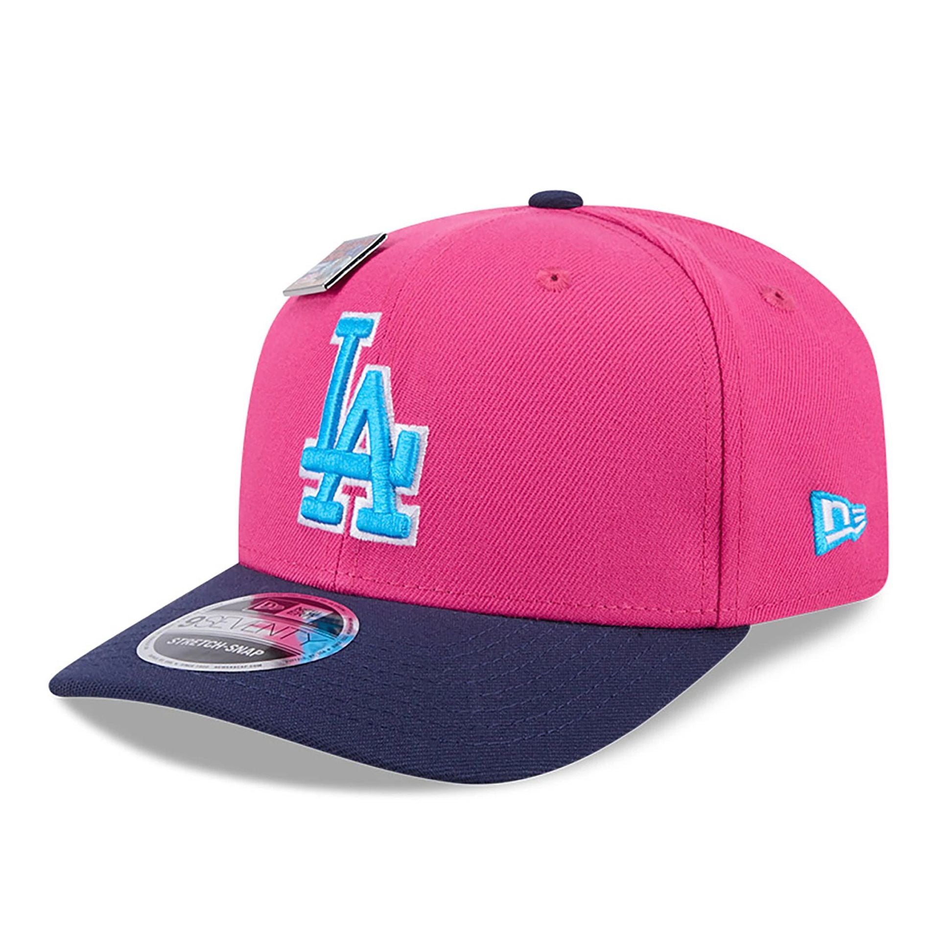 This is a LA Dodgers Big League Chew Dark Pink 9SEVENTY Stretch Snap Cap 4