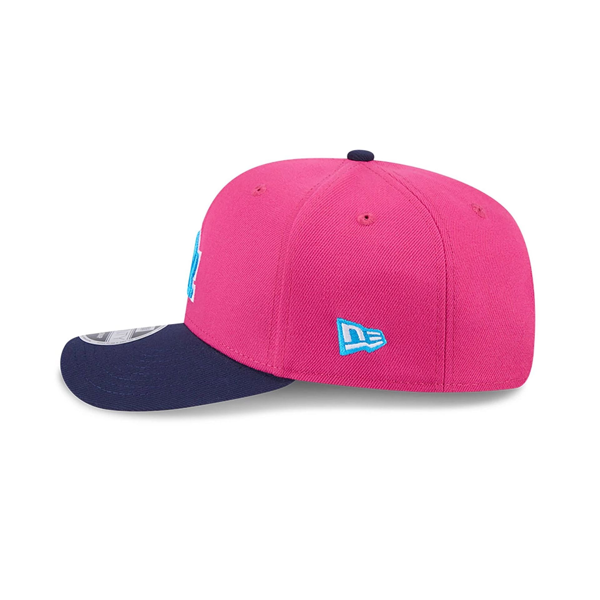 This is a LA Dodgers Big League Chew Dark Pink 9SEVENTY Stretch Snap Cap 7