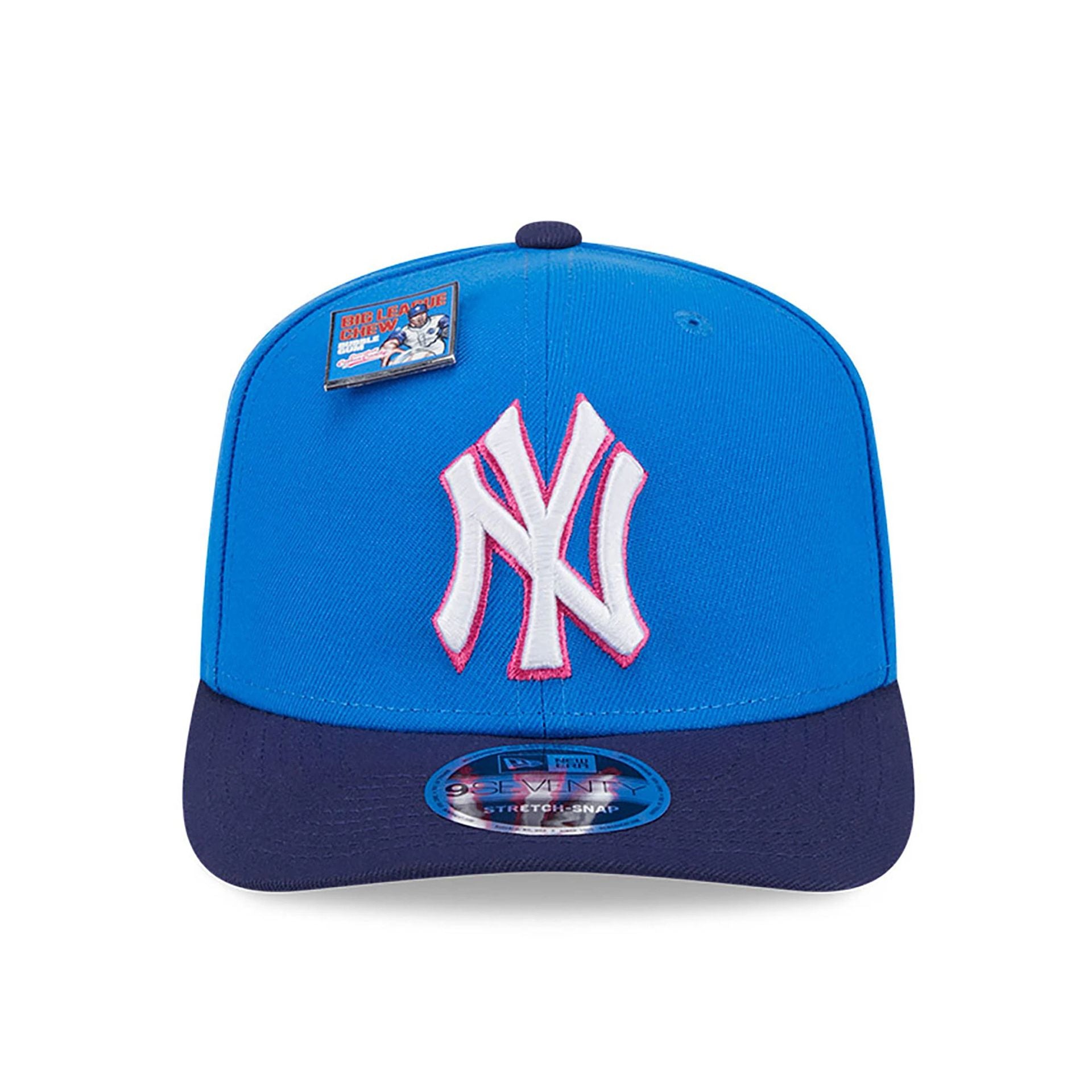 This is a New York Yankees Big League Chew Blue 9SEVENTY Stretch Snap Cap 4