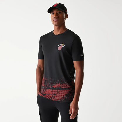 The Male model is wearing Miami Heat NBA Tip Off Black T-Shirt 1