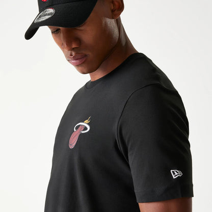 The Male model is wearing Miami Heat NBA Tip Off Black T-Shirt 4