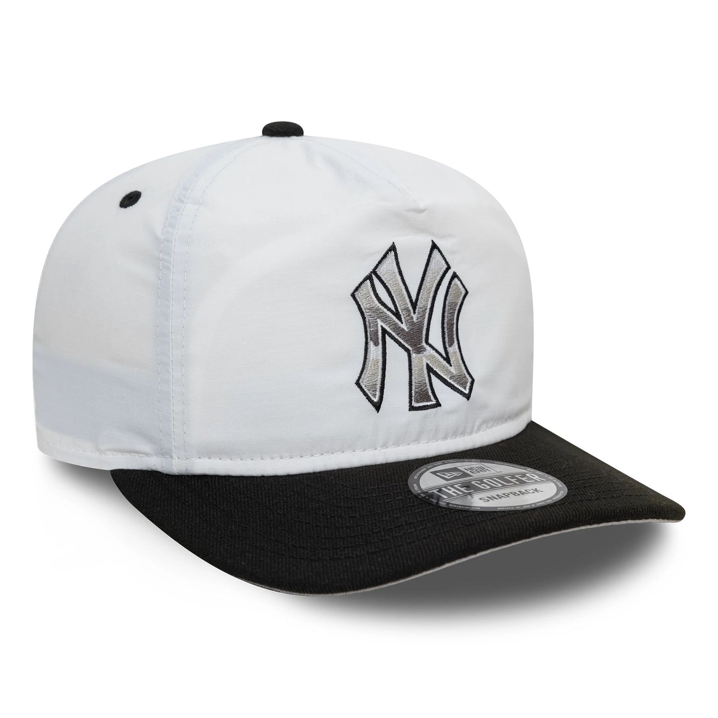 This is a New York Yankees Chrome Logo White Golfer Snapback Cap 3