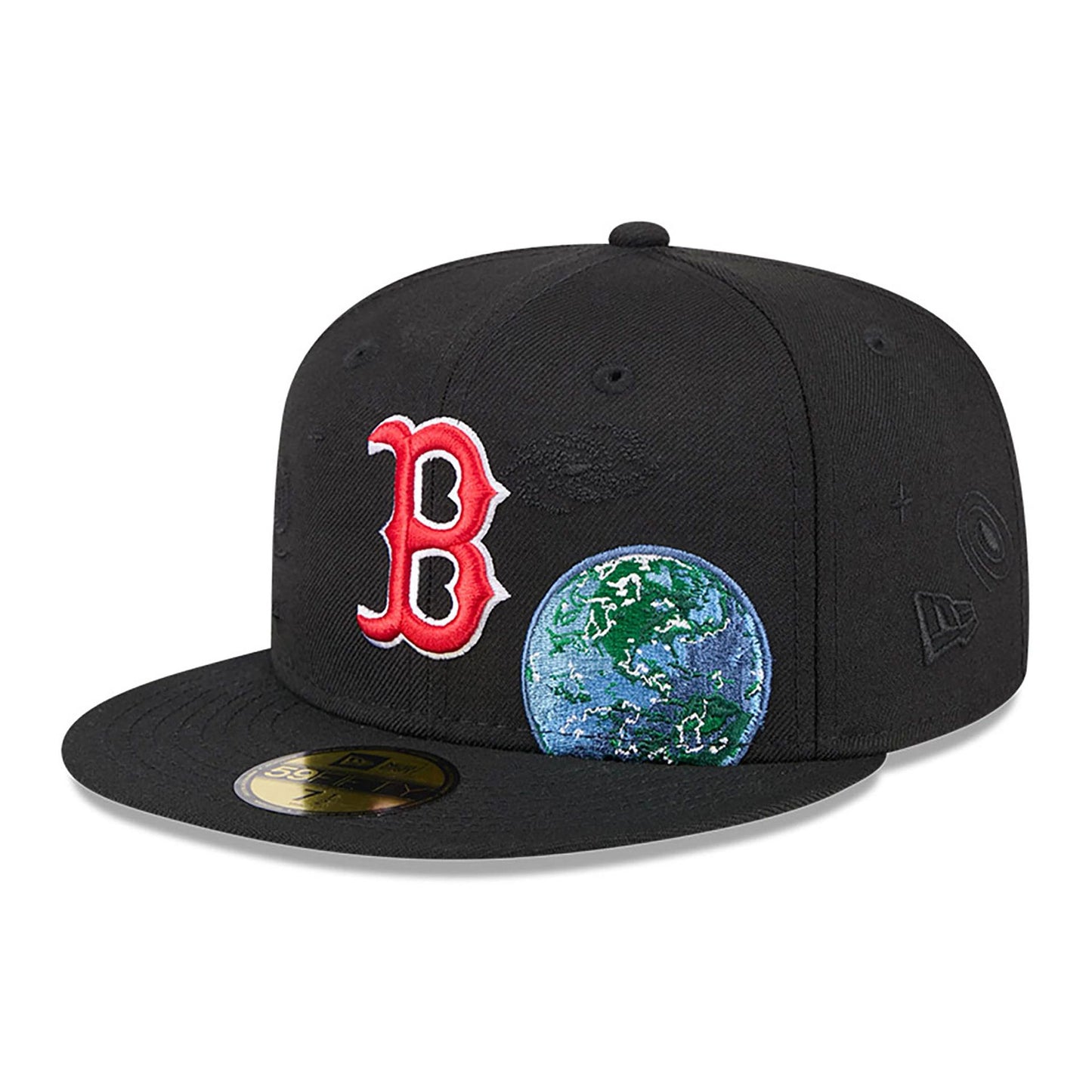 This is a Boston Red Sox Global Black 59FIFTY Fitted Cap 1