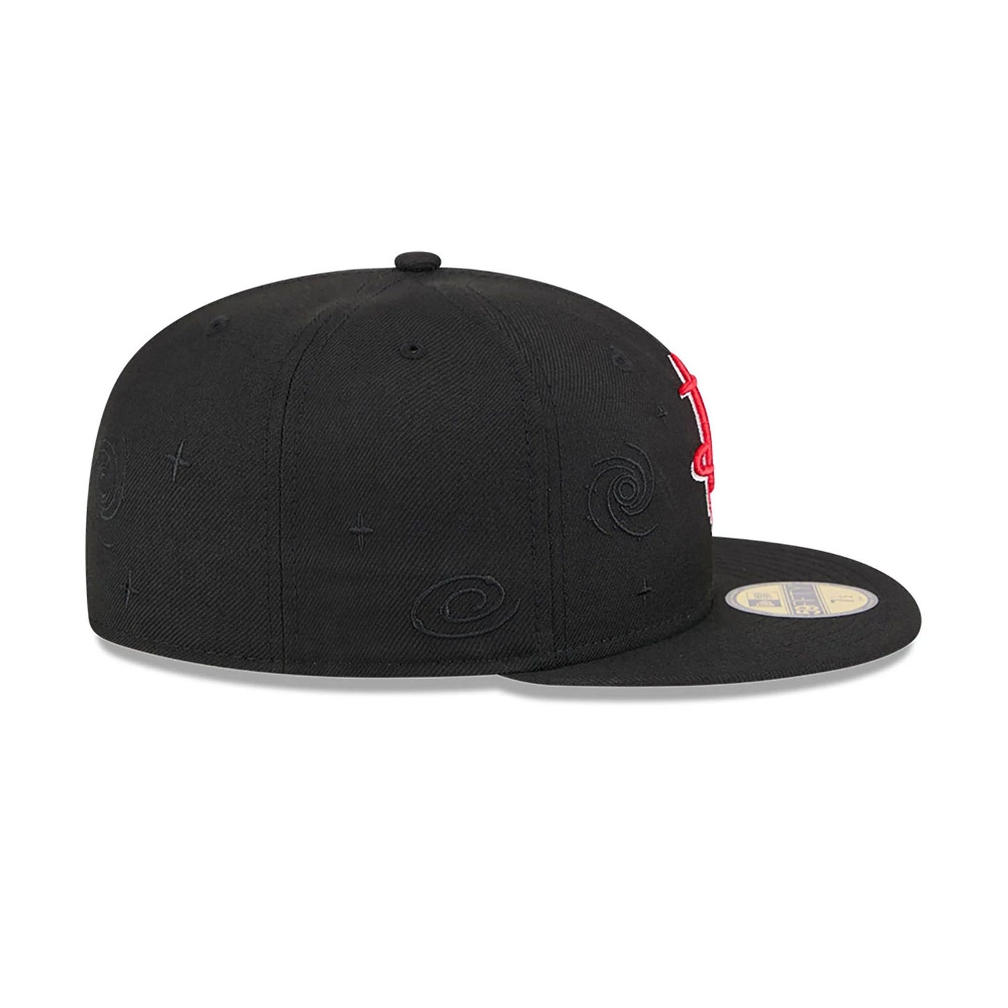 This is a Houston Rockets Global Black 59FIFTY Fitted Cap 6