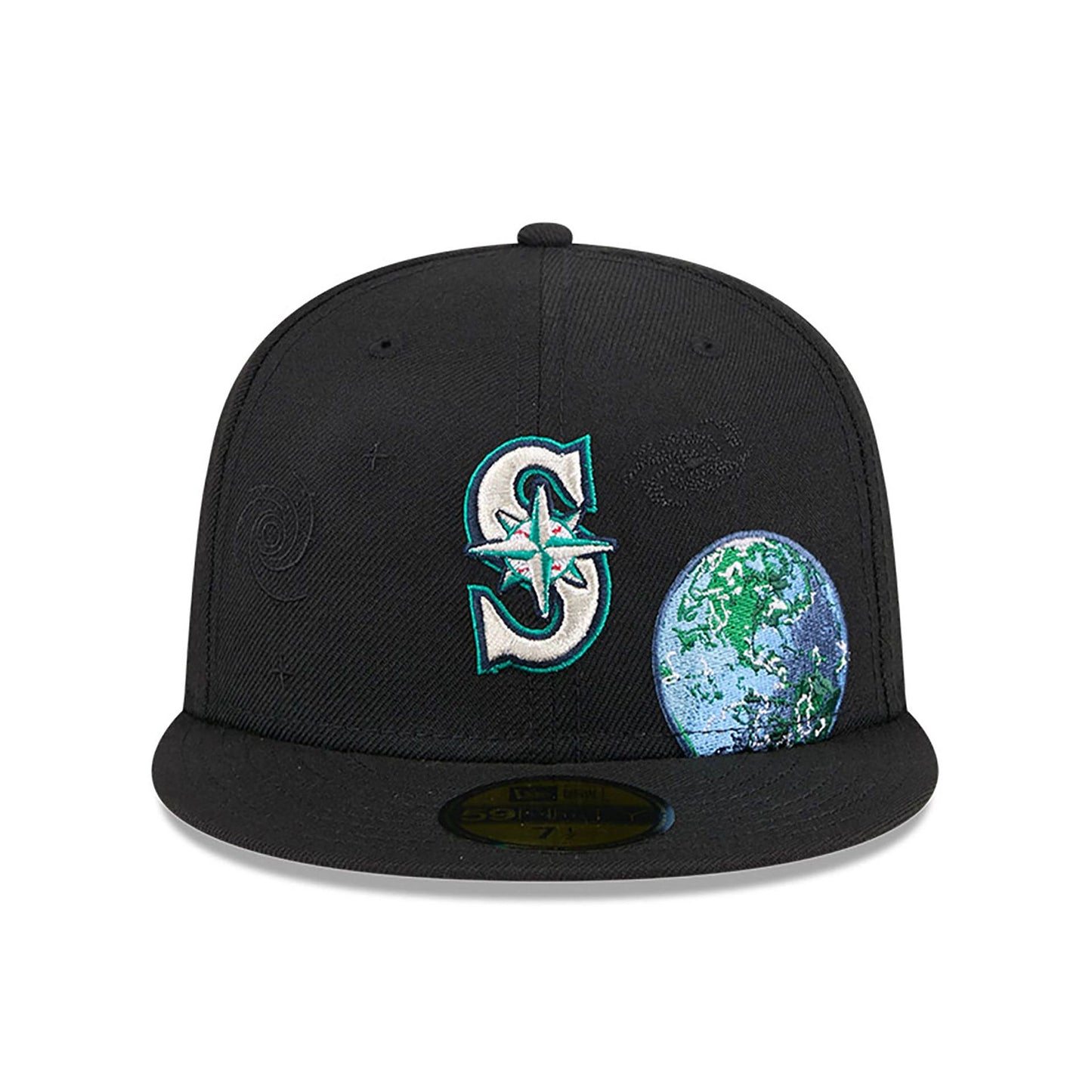 This is a Seattle Mariners Global Black 59FIFTY Fitted Cap 3