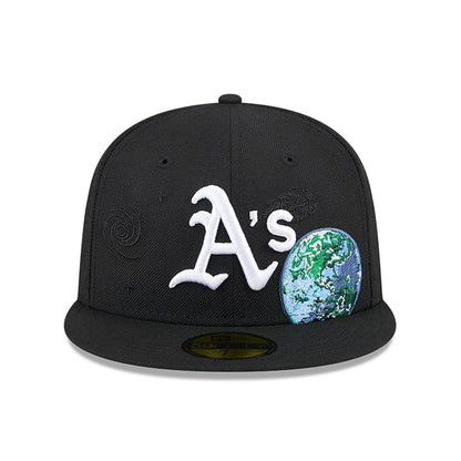 This is a Oakland Athletics Global Black 59FIFTY Fitted Cap 3